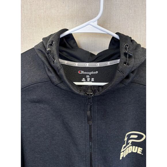 Purdue Boilermakers Mens XL Champion brand Dark Gray full zip hooded sweatshirt - Picture 3 of 8